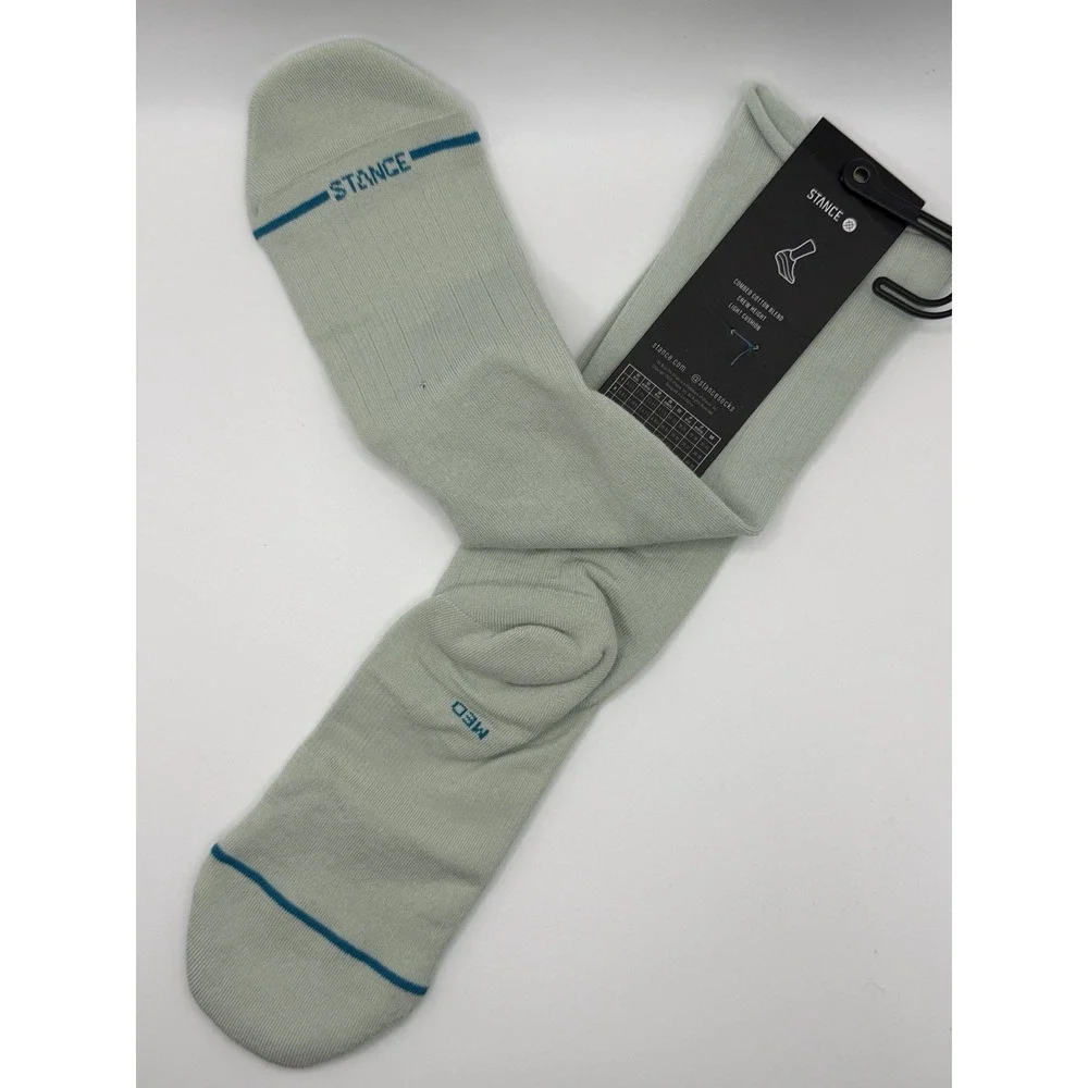 Stance Rolled Solid Crew Socks Pale Blue Womens Medium NWT W546C25ROL-PAB